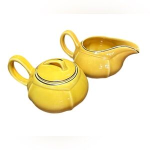 Vintage Paden City Pottery Minion Mandarín Yellow  Creamer & Pitcher Set 1950’s
